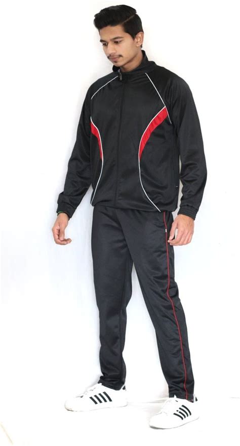 Full Sleeves Mens Black Super Poly Tracksuit Size 36 42 At Rs 850