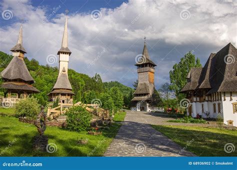 Wooden Church Of Barsana Monastery Maramures Region Stock Photo