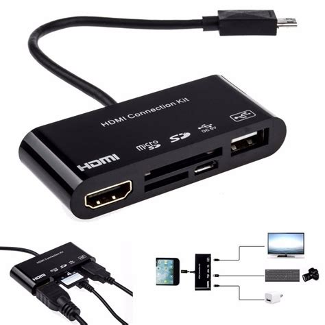 Micro Usb Mhl Hdmi Adaptador Lector Usb Sd Microsd M En