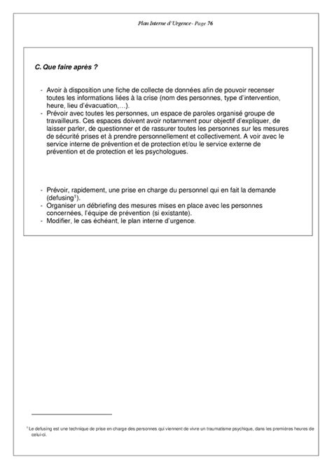 Modele De Plan Interne D Urgence Doc Pdf Page Sur