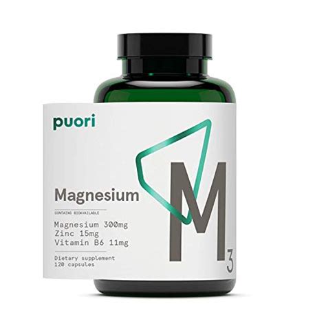 Puori Organic Magnesium Zinc Supplement 300mg X 120 Vegan Capsules