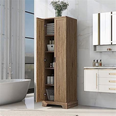 Jyhome Harper And Bright Designs Cabinet 67 Inch Freestanding Tall Floor Bathroom Cabinet With One