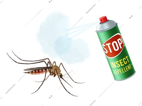 Realistic mosquito with insect repellent spray in dengerous diseases ...