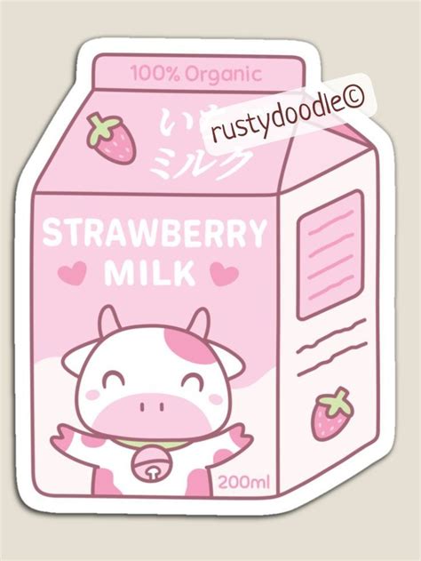 Cute Doodle Of A Strawberry Milk Carton Box Cute Food Drawings Cute