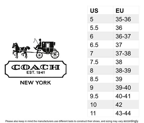 Coach Women Shoes Size Chart