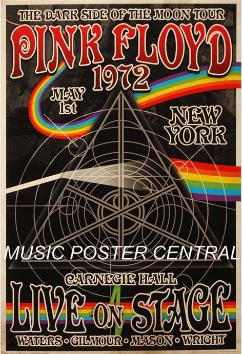 Pink Floyd 1972 Vintage Concert Poster From Carnegie Hall Nyc Etsy