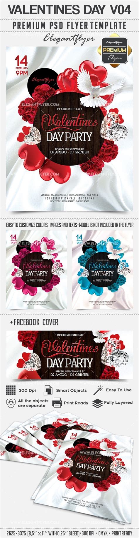 Valentines Day V04 - Flyer PSD Template - 10018822 | by ElegantFlyer