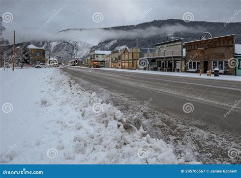 Winter Street View of Dawson City Stock Image - Image of overcast ...