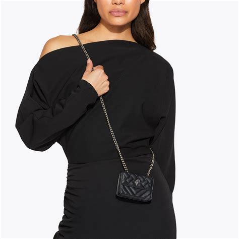 Micro Kensington Black Micro Quilted Cross Body Bag By Kurt Geiger London