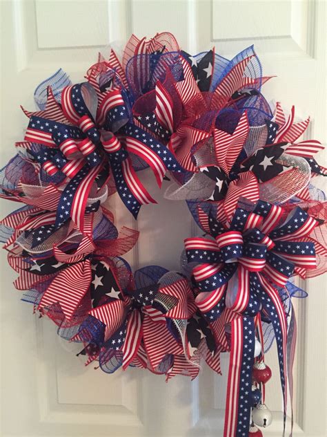 Large Patriotic Wreath Fourth Of July Wreath Memorial Day Etsy 4th