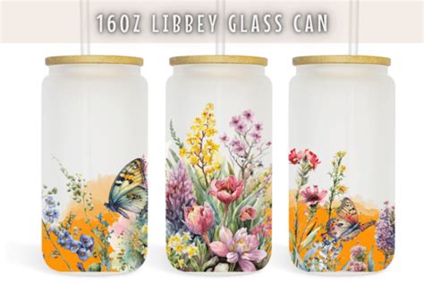 Summer Flower Watercolor 16 Oz Libbey Graphic By Sasikharn Creative