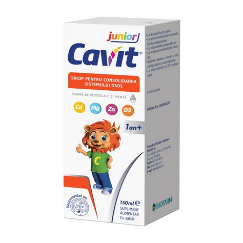 Sirop Pentru Consolidarea Sistemului Osos Cavit Junior 150ml Biofarm