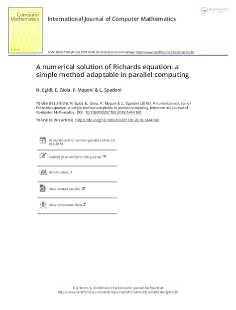 Pdf International Journal Of Computer Mathematics A Numerical