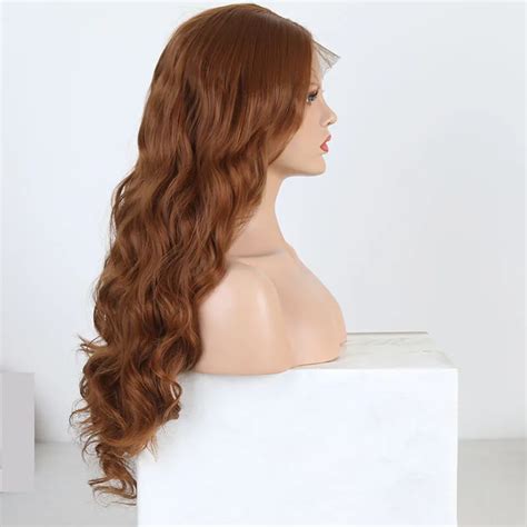 Front Lace Wig Cacheada Ruiva 60cm Fibra Japonesa C Ajustes E Pentes