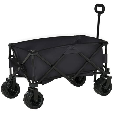 Outsunny Outdoor Folding Garden Trolley On Wheels Capming Cargo Wagon