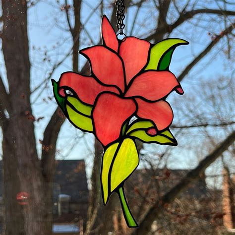 Pink Lily Stained Glass Suncatcher Stained Glass Stitcher