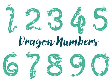 Dragonshaped Numbers Hand Drawn Dragon Isolated On White Background ...