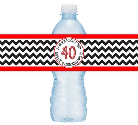 40th Birthday Printable Water Bottle Labels Custom 40th Etsy