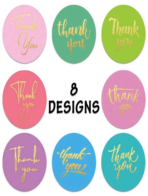 Tyfyo Pcs Roll Gold Foil Thank You Sticker Envelope Seal Scrapbook