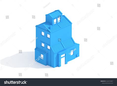 Blueprint 3d Model Rendered On White Stock Illustration 1624216867