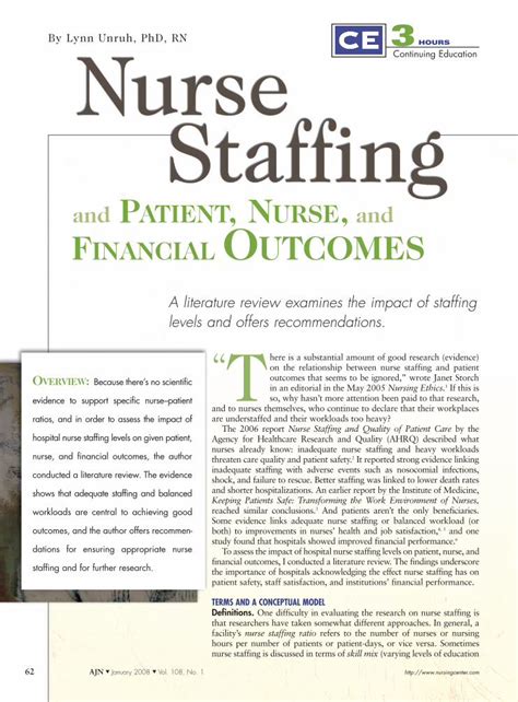 Pdf Patient Nurse And F Outcomes · On The Relationship Between Nurse