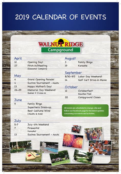 Event Calendar Walnut Ridge Campground