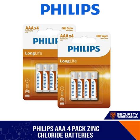 Philips Aaa 4 Pack Zinc Chloride Batteries Security Wholesalers