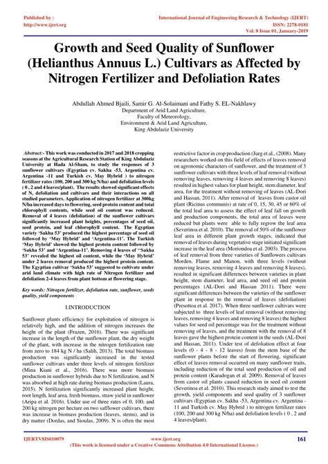 Pdf Growth And Seed Quality Of Sunflower Helianthus Annuus L