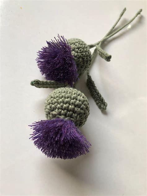 Handmade Scottish Thistles With Crocheted Leaves Etsy