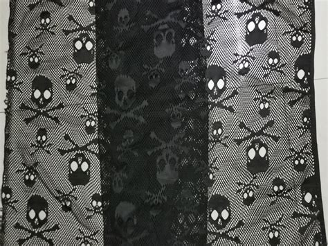 Off White Skull Lace Fabric Skull Fabric Halloween Supplies Etsy