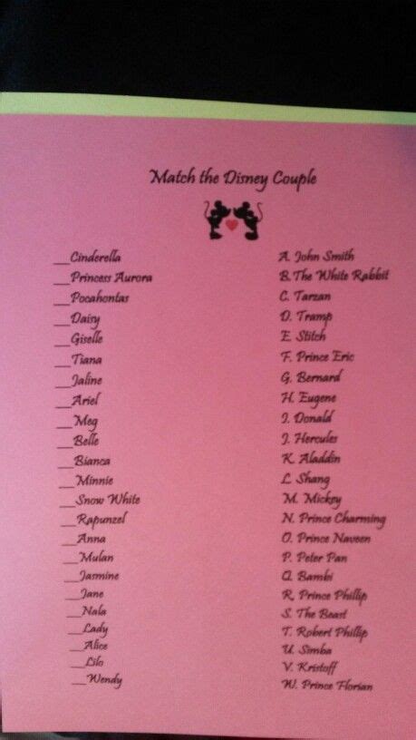 Disney Bridal Shower Game More Disney Bridal Showers Princess Bridal