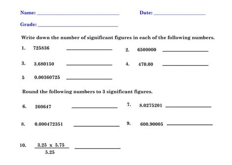 Significant Figures Worksheet Live Worksheets Worksheets Library