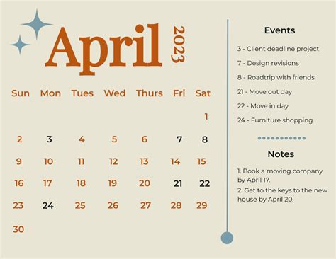 Free Simple April 2023 Calendar Template To Edit Online