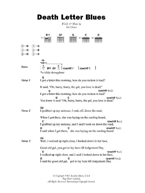 Death Letter Blues by Son House - Guitar Chords/Lyrics - Guitar Instructor