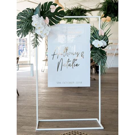 Our White Metal Stand Frame Is Perfect To Hang Your Welcome Signage Or