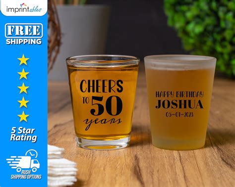 Custom Cheers To 50 Years Shot Glasses Personalize Your Own Shot Glass Custom Party Shot