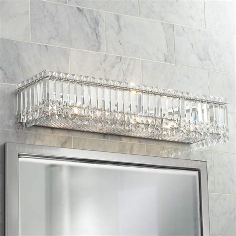 Possini Euro Crystal Columns 30 Wide Chrome Led Bath Light 4r261 Lamps Plus