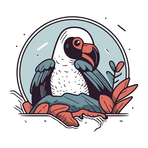 Premium Vector Vector Illustration Of A Parrot In A Round Frame With