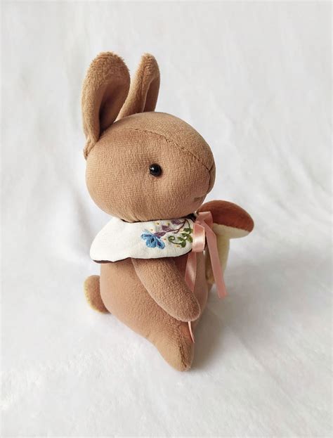 Ooak Velvet Brown Bunny Rabbit Doll With Hand Embroidery Etsy