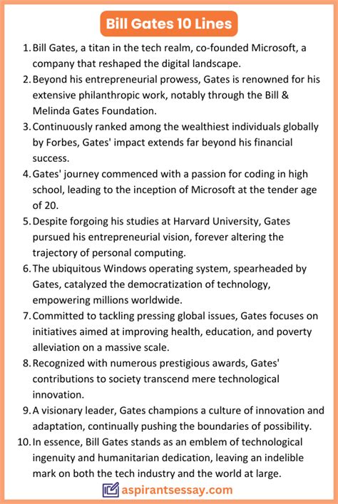 10 Lines On Bill Gates In English