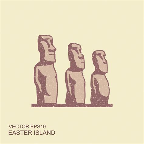 Isla De Pascua Estatuas Vector Icono Illustrarion En Estilo Plano Vector Premium