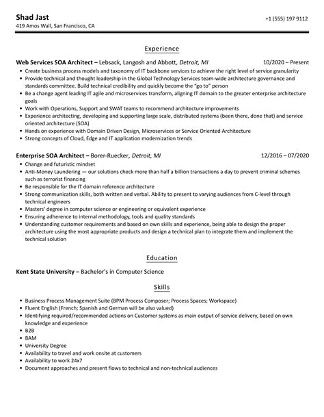 Soa Architect Resume Samples Velvet Jobs