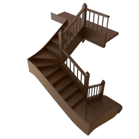 Old Wooden Staircase Stairs Models Blenderkit