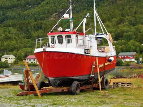 Burfjord Norway Fjord Trawler On A Trailer Editorial Photography