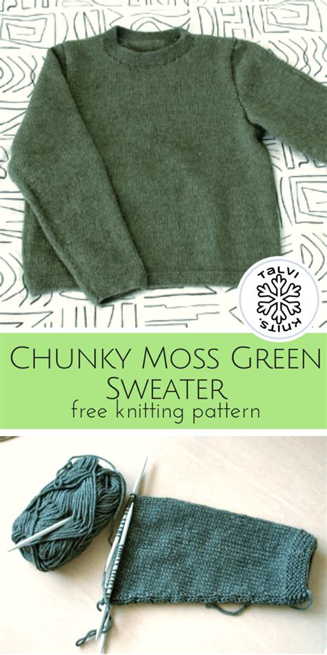 Chunky Moss Green Sweater Knitting Patterns Talvi Knits