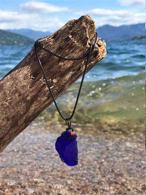 Italian Rare Cobalt Blue Sea Glass Pendant 130 Etsy Blue Sea Glass Sea Glass Pendant