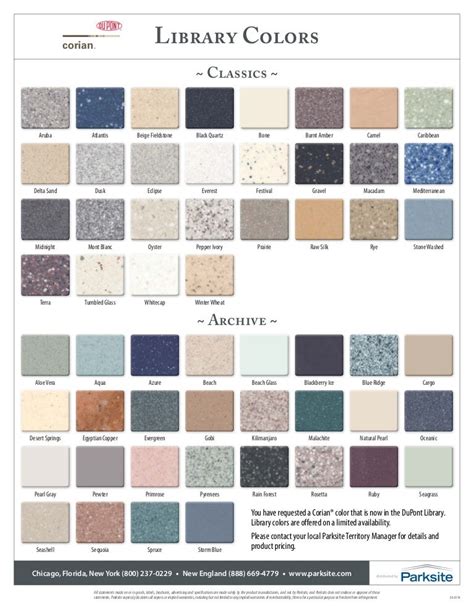 Corian Solid Surface Color Chart