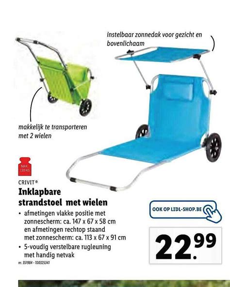 Crivit Inklapbare Strandstoel Met Wielen Promotie Bij Lidl