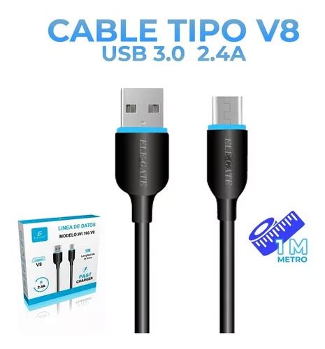 Cable V8 Micro Usb Reforzado Para Carga Datos Wi 160 V8 Color Negro 3