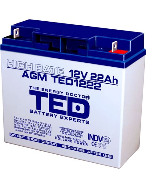 Acumulator Stationar 12V 22Ah High Rate F3 AGM VRLA TED Electric